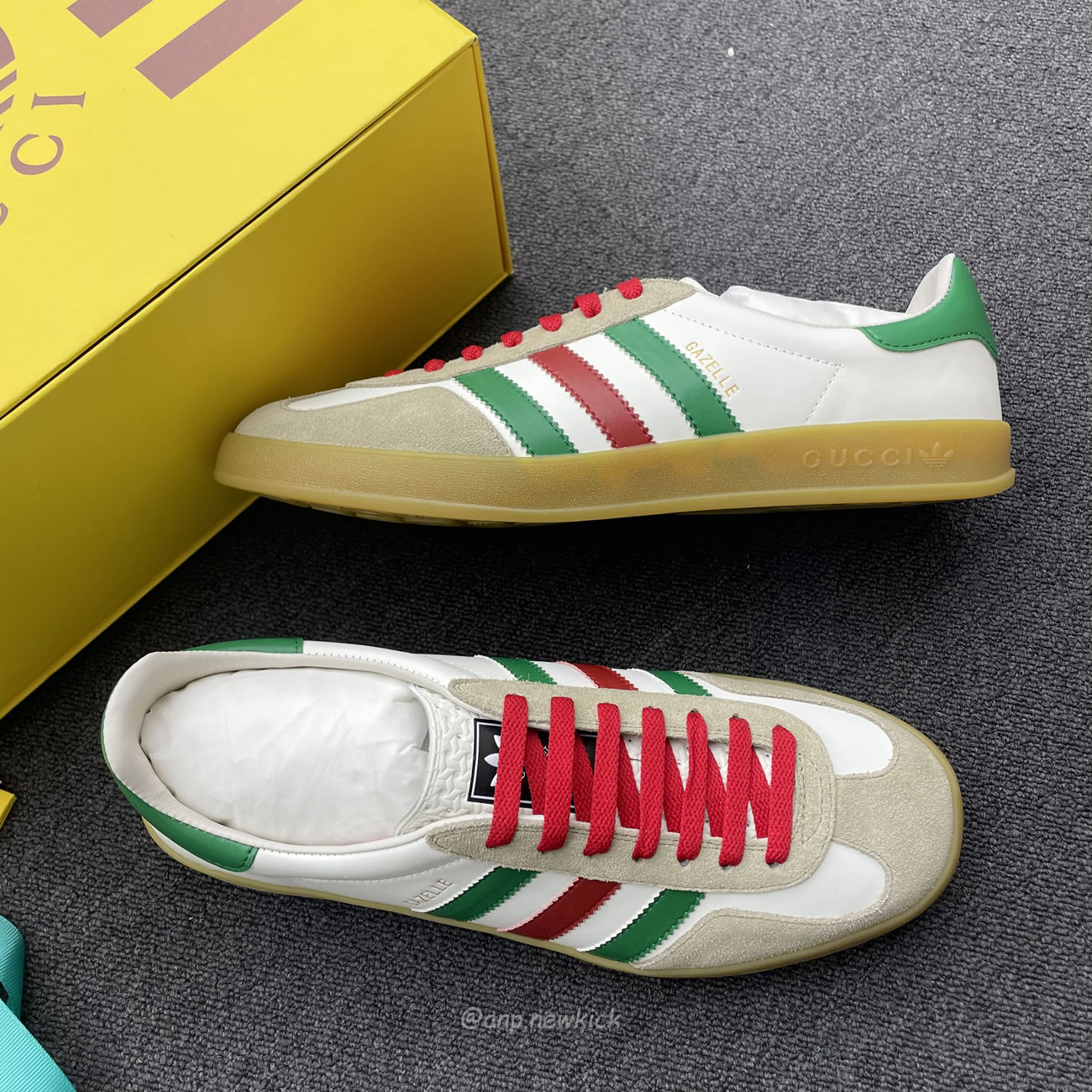 Adidas X Gucci Gazelle White Green Red 726487 Aaa43 9547 (5) - www.newkick.vip